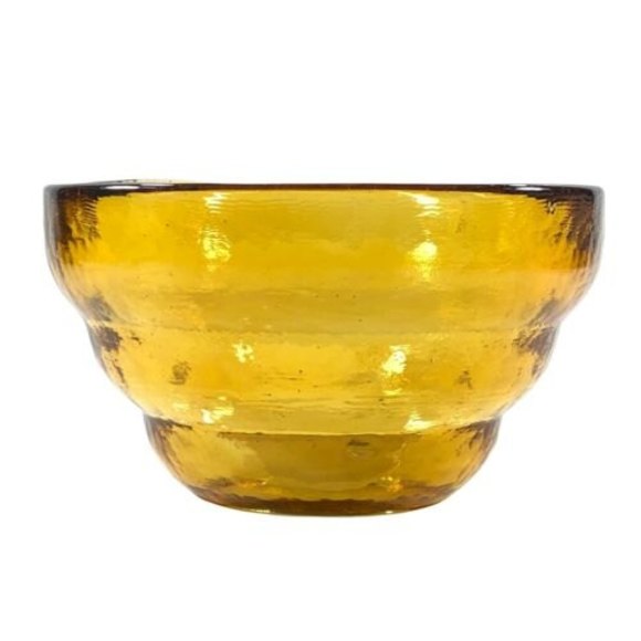 Beehive Heavy Amber Recycled Glass Bowl 6 1/2” Dia x 3 7/8-in H - Picture 2 of 8